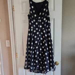 PRETTY WOMAN...Navy Polka Dot On Dot  Dress